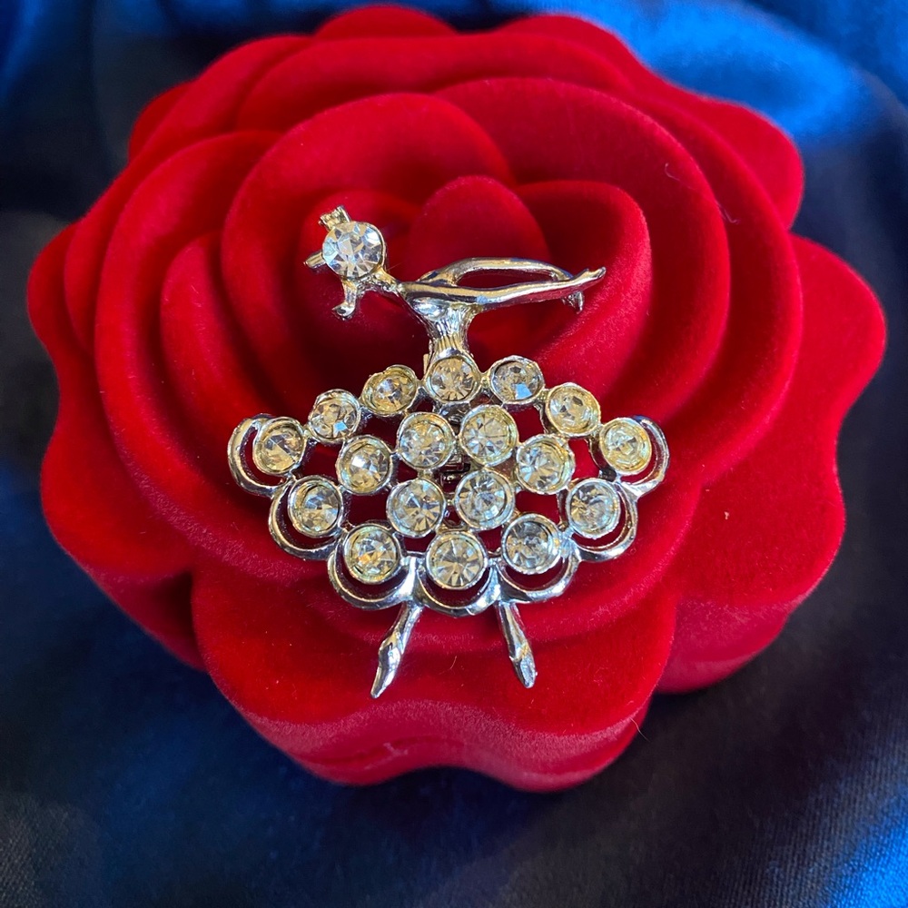 Vintage Rhinestone Ballerina Dancer Brooch